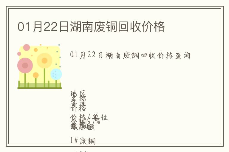 01月22日湖南廢銅回收價格