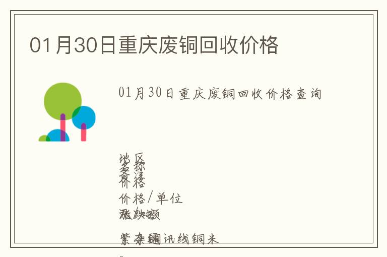 01月30日重慶廢銅回收價(jià)格