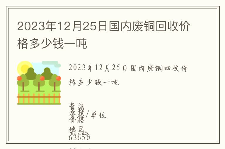 2023年12月25日國內(nèi)廢銅回收價(jià)格多少錢一噸