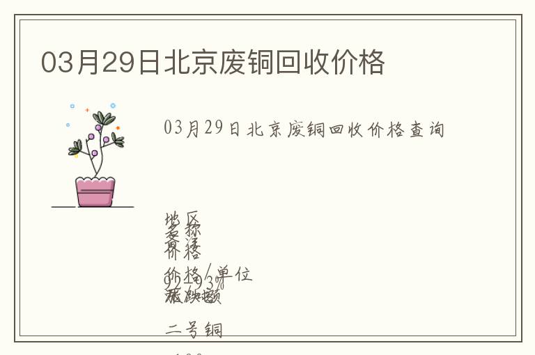 03月29日北京廢銅回收價(jià)格