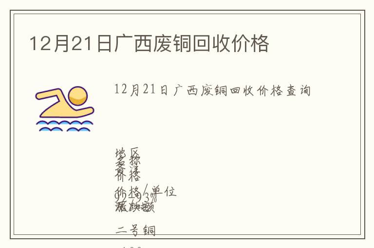 12月21日廣西廢銅回收價(jià)格