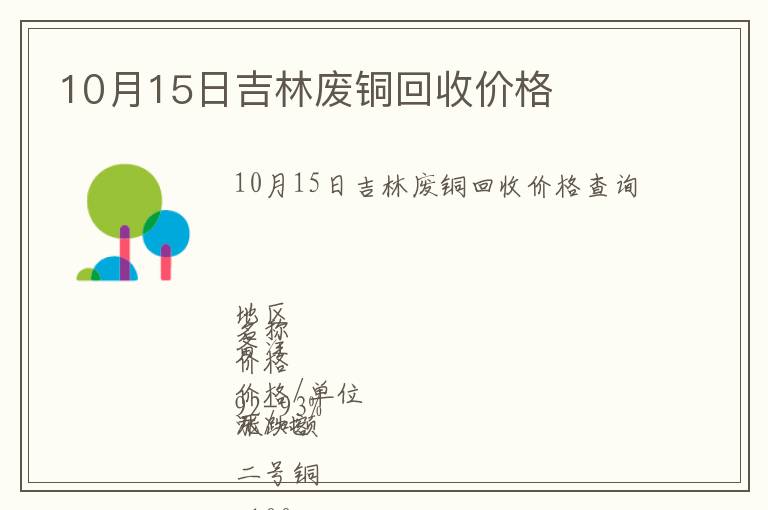 10月15日吉林廢銅回收價格