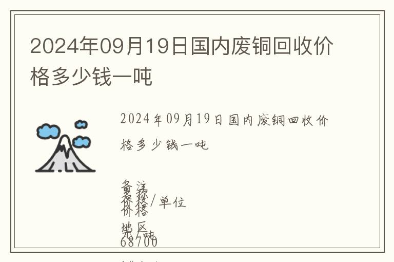 2024年09月19日國內廢銅回收價格多少錢一噸