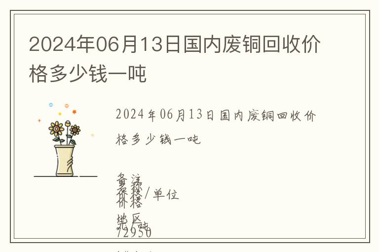 2024年06月13日國內廢銅回收價格多少錢一噸
