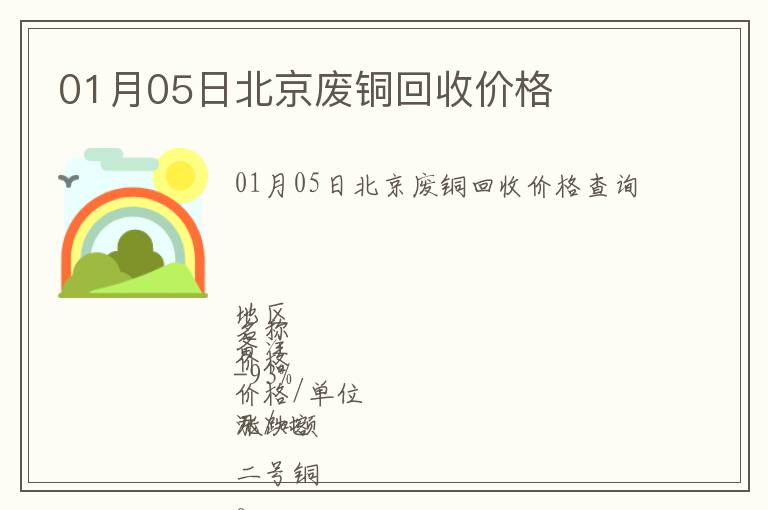 01月05日北京廢銅回收價(jià)格