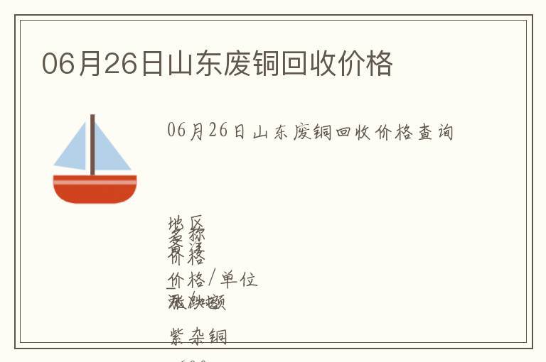 06月26日山東廢銅回收價(jià)格