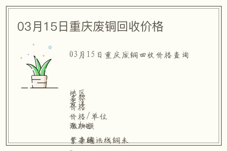 03月15日重慶廢銅回收價(jià)格