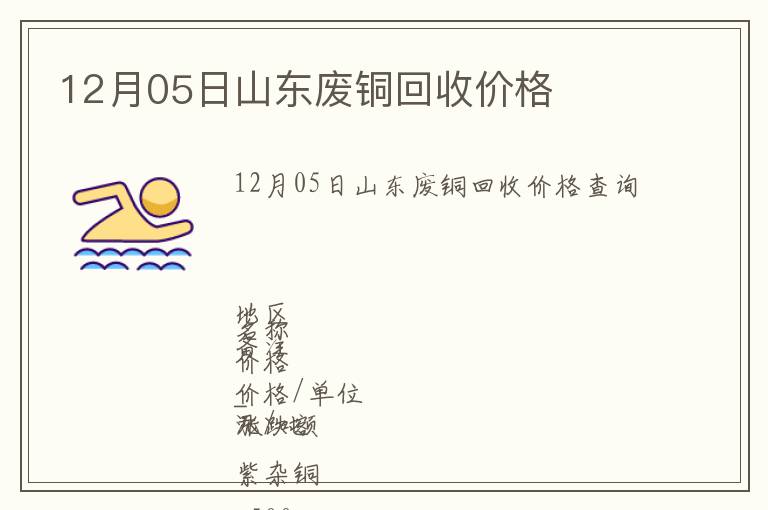 12月05日山東廢銅回收價(jià)格