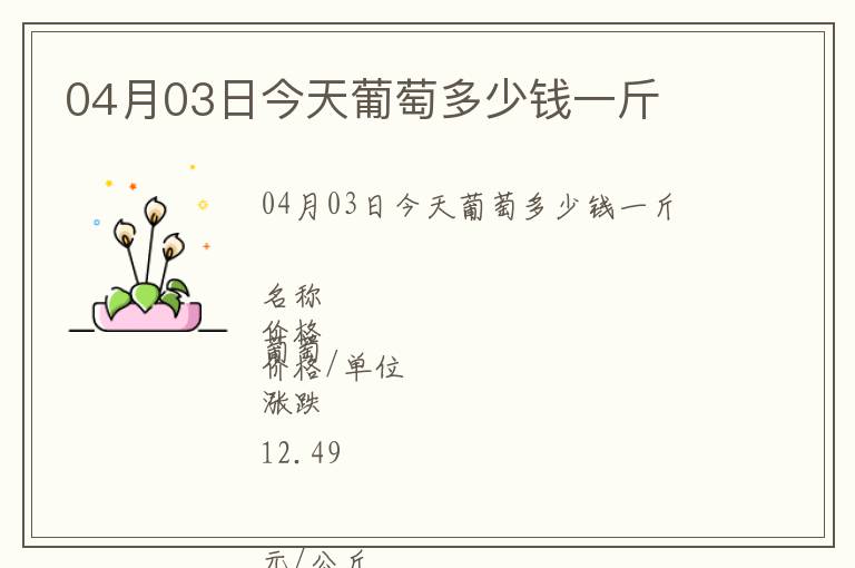 04月03日今天葡萄多少錢(qián)一斤