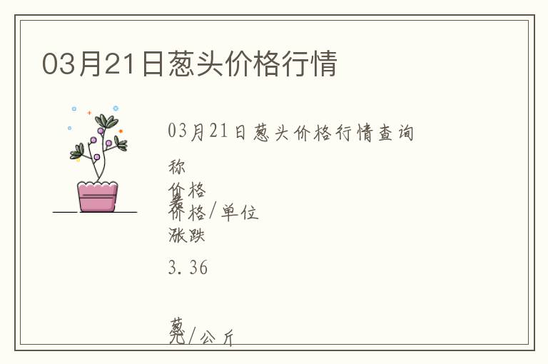 03月21日蔥頭價格行情