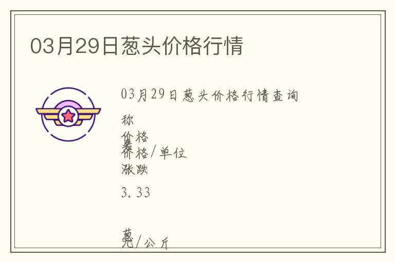 03月29日蔥頭價(jià)格行情