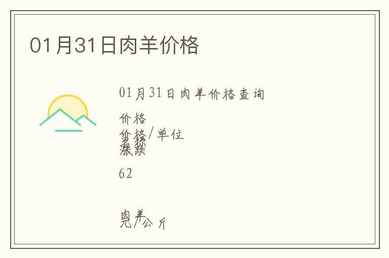 01月31日肉羊價(jià)格