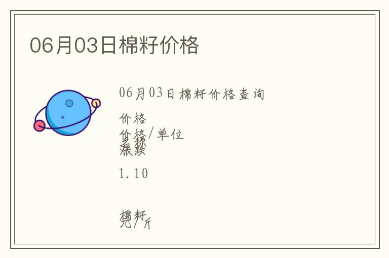 06月03日棉籽價(jià)格