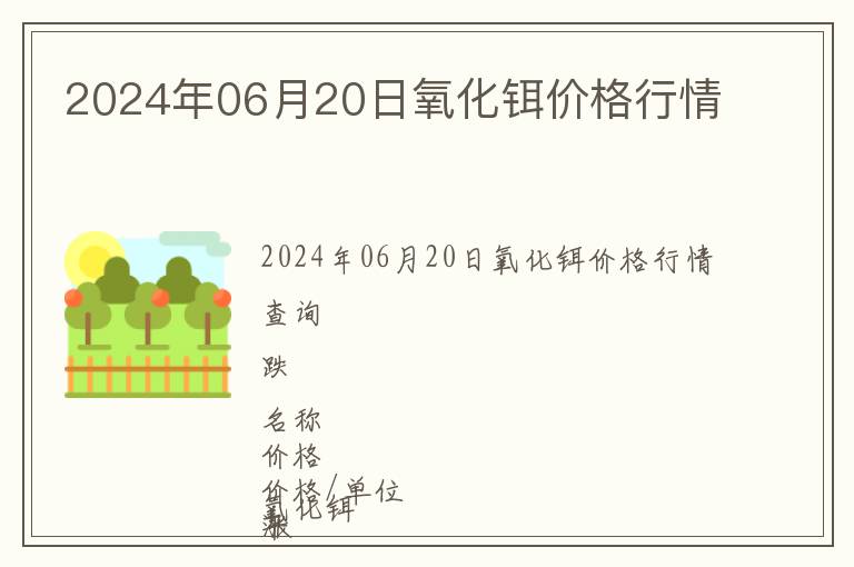 2024年06月20日氧化鉺價(jià)格行情