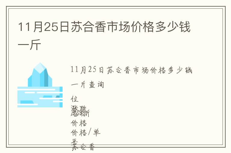 11月25日蘇合香市場價格多少錢一斤