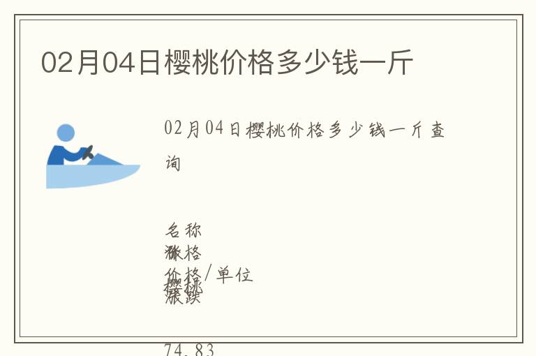 02月04日櫻桃價(jià)格多少錢(qián)一斤