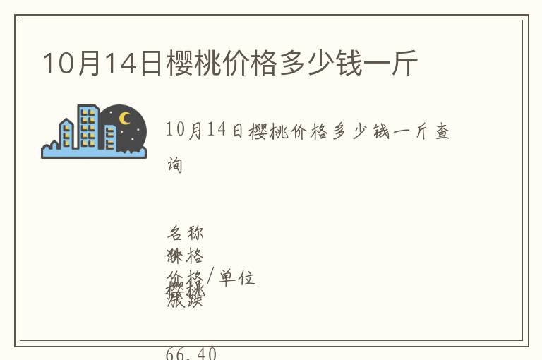 10月14日櫻桃價格多少錢一斤