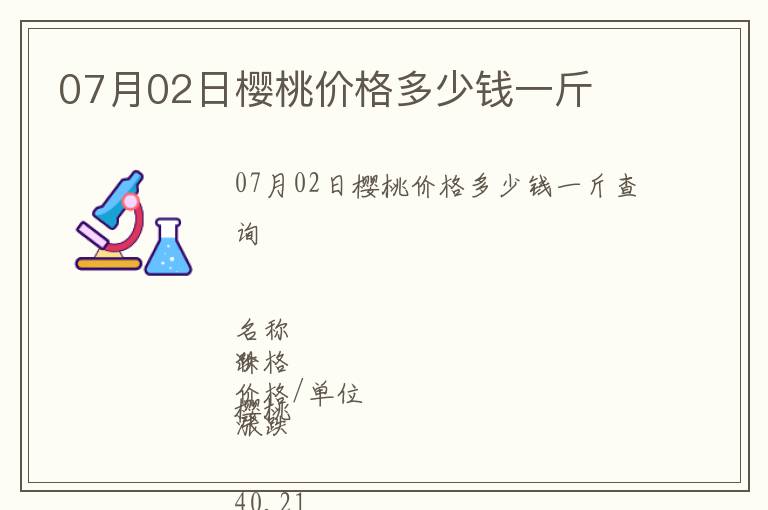 07月02日櫻桃價格多少錢一斤