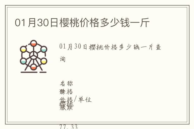01月30日櫻桃價格多少錢一斤