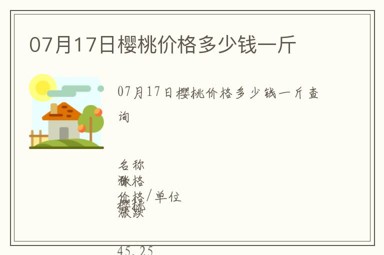 07月17日櫻桃價格多少錢一斤