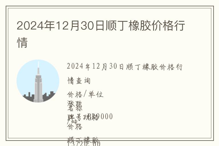 2024年12月30日順丁橡膠價(jià)格行情