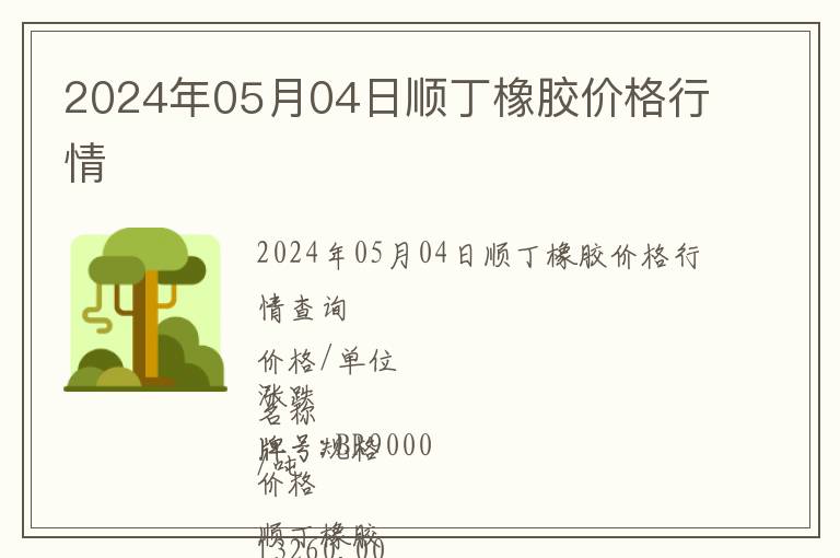 2024年05月04日順丁橡膠價格行情