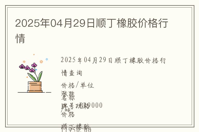 2025年04月29日順丁橡膠價(jià)格行情