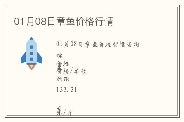 01月08日章魚價格行情