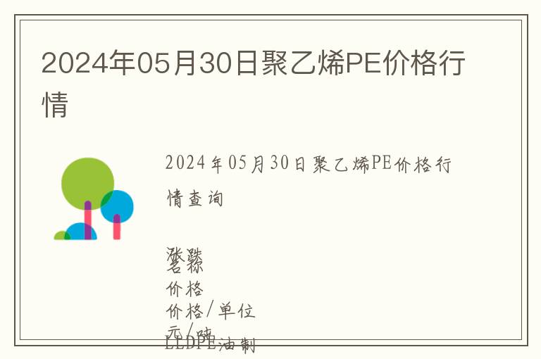 2024年05月30日聚乙烯PE價(jià)格行情