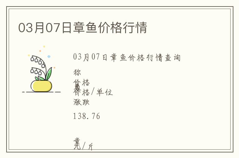 03月07日章魚價格行情