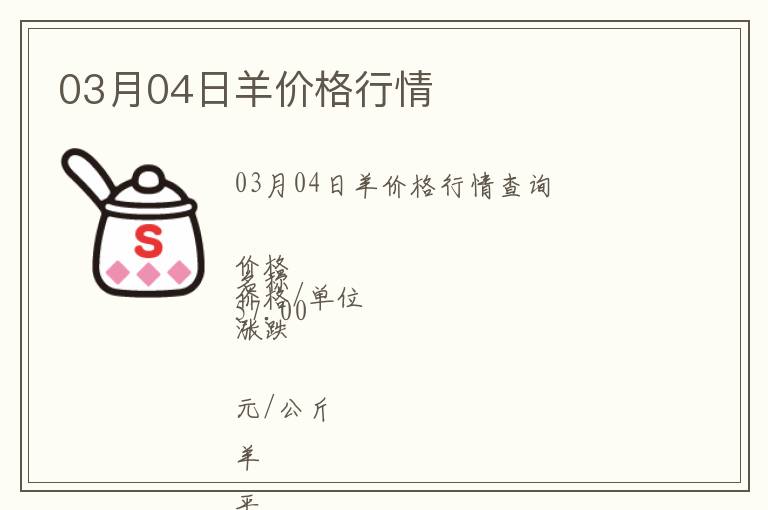 03月04日羊價格行情