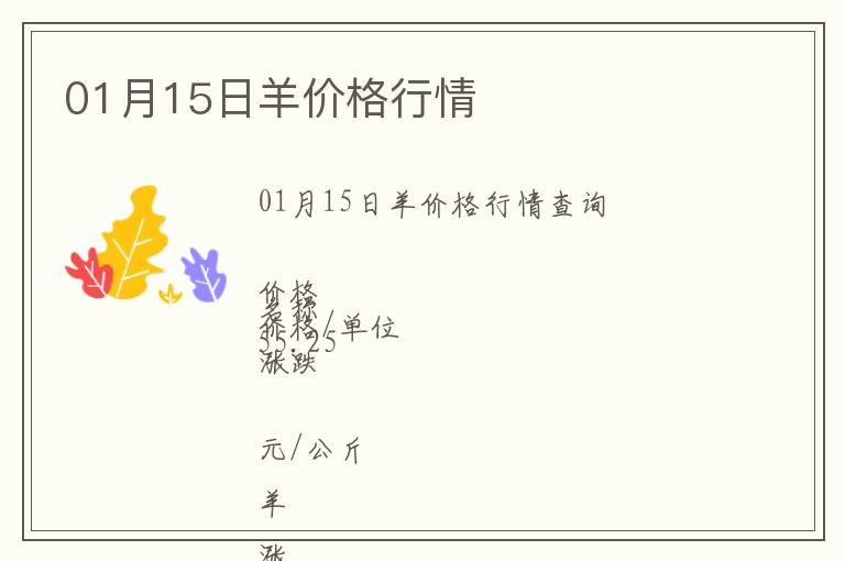 01月15日羊價(jià)格行情