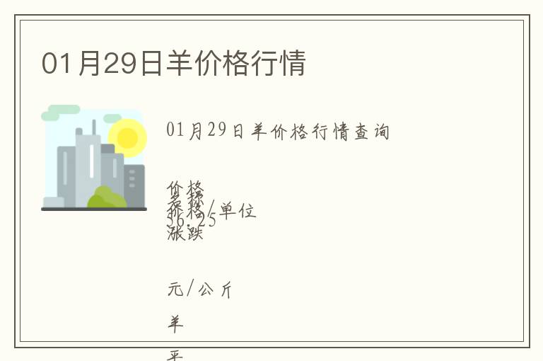 01月29日羊價(jià)格行情