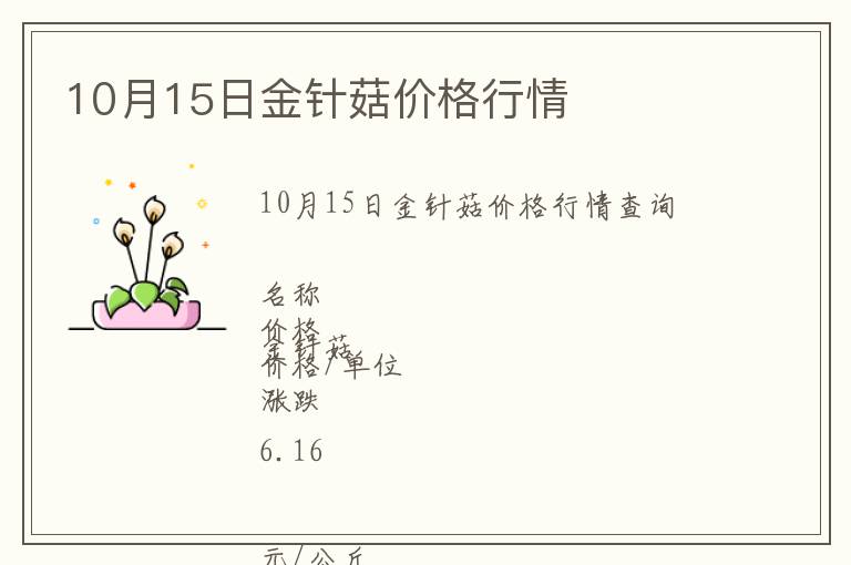 10月15日金針菇價格行情