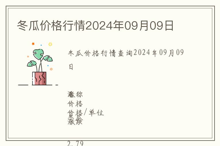 冬瓜價格行情2024年09月09日