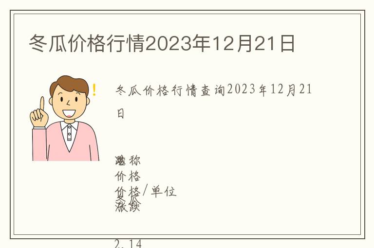 冬瓜價(jià)格行情2023年12月21日