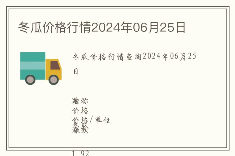 冬瓜價格行情2024年06月25日