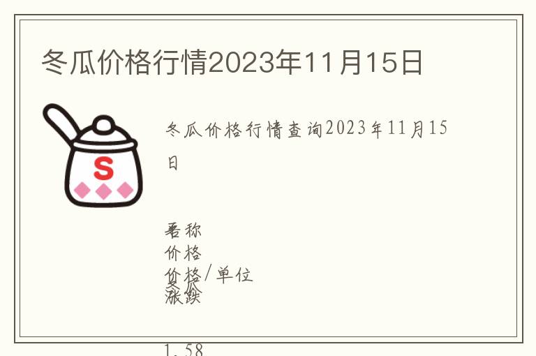 冬瓜價(jià)格行情2023年11月15日