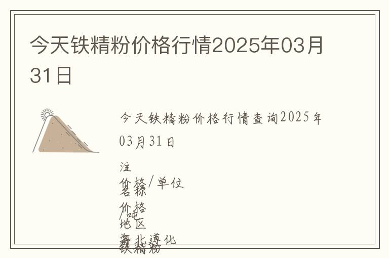 今天鐵精粉價格行情2025年03月31日