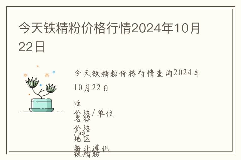 今天鐵精粉價格行情2024年10月22日