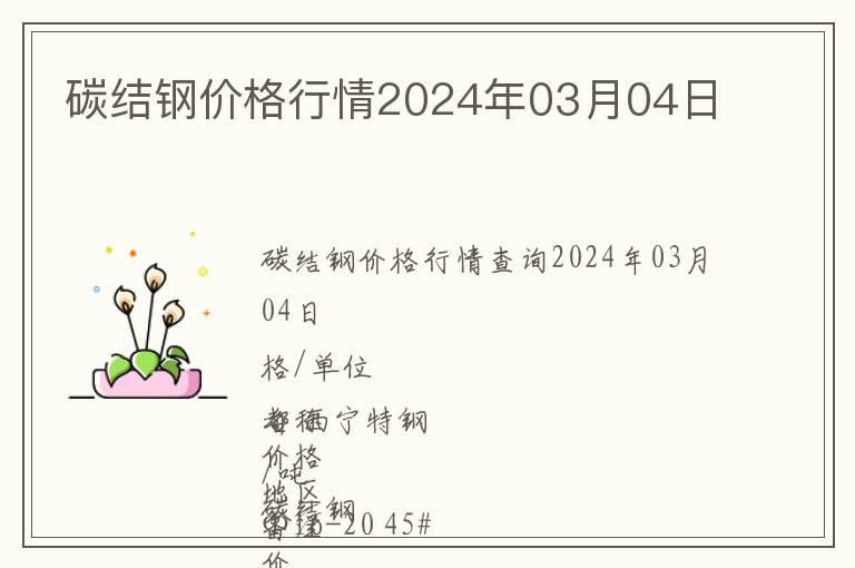 碳結鋼價格行情2024年03月04日