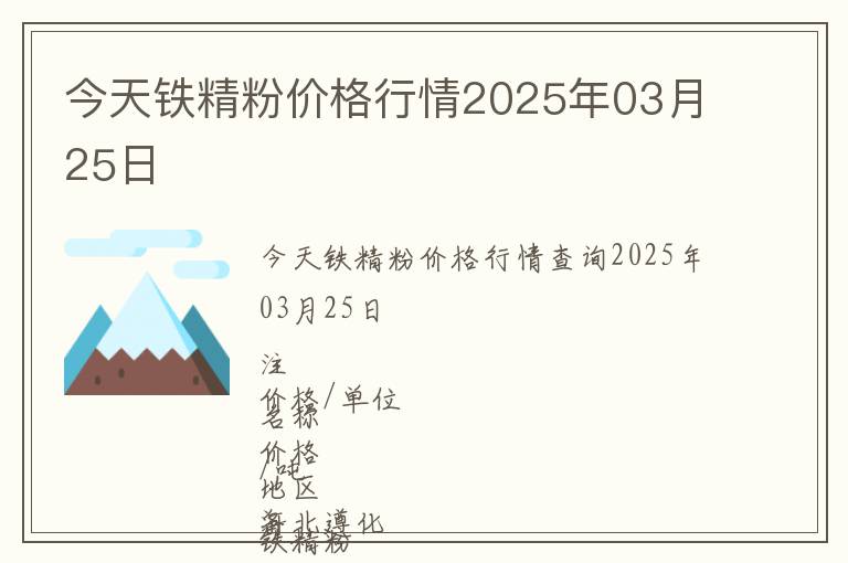 今天鐵精粉價(jià)格行情2025年03月25日