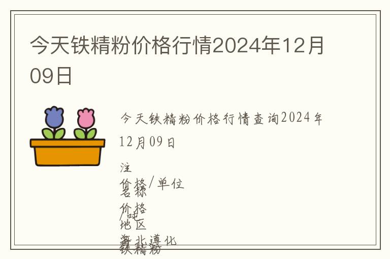 今天鐵精粉價(jià)格行情2024年12月09日