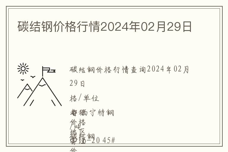 碳結鋼價格行情2024年02月29日