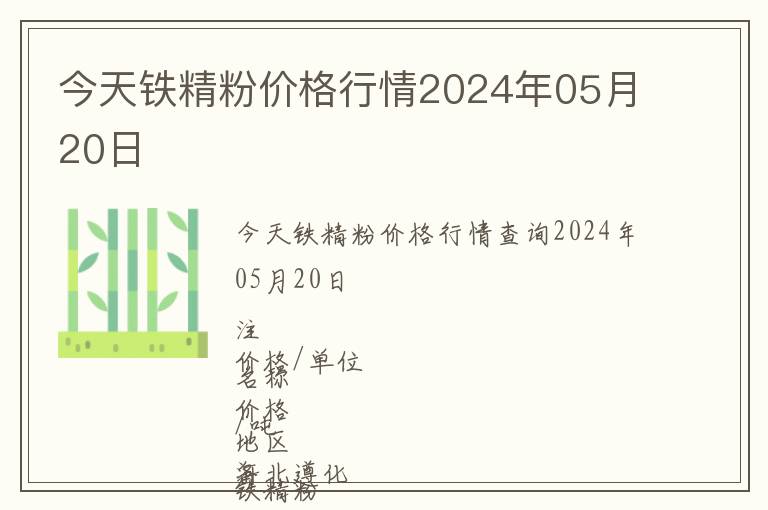 今天鐵精粉價(jià)格行情2024年05月20日