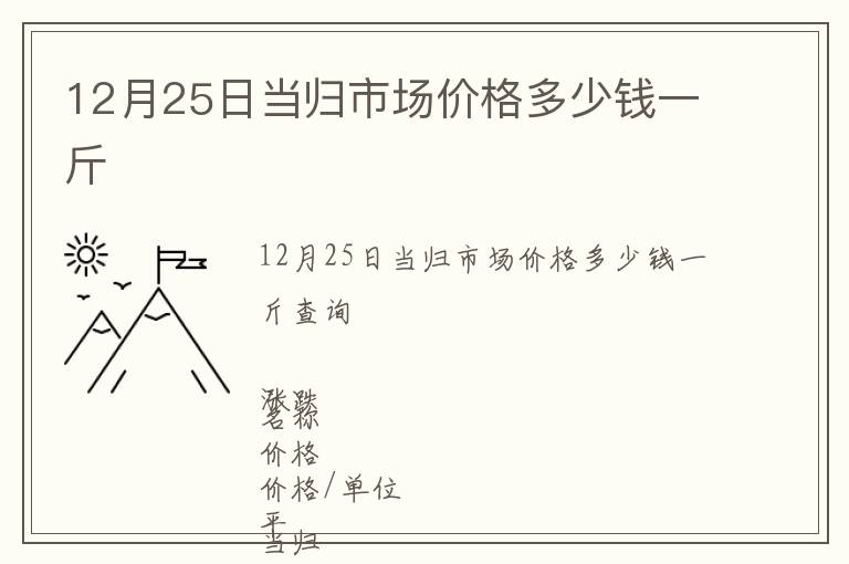 12月25日當(dāng)歸市場(chǎng)價(jià)格多少錢(qián)一斤