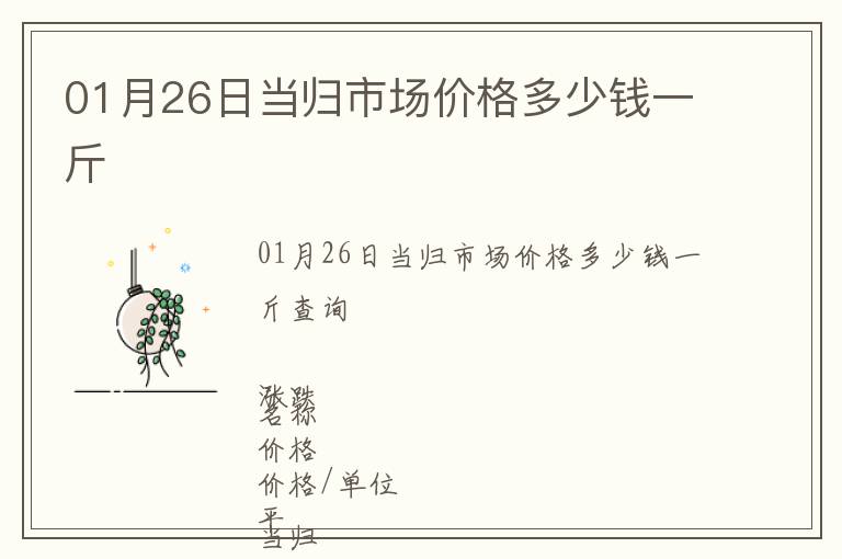 01月26日當歸市場價格多少錢一斤