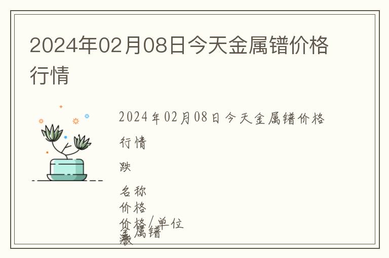 2024年02月08日今天金屬鐠價格行情