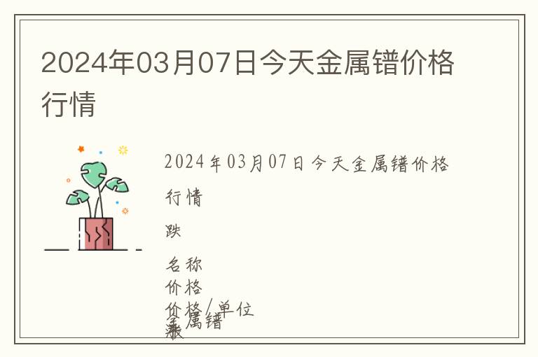 2024年03月07日今天金屬鐠價格行情