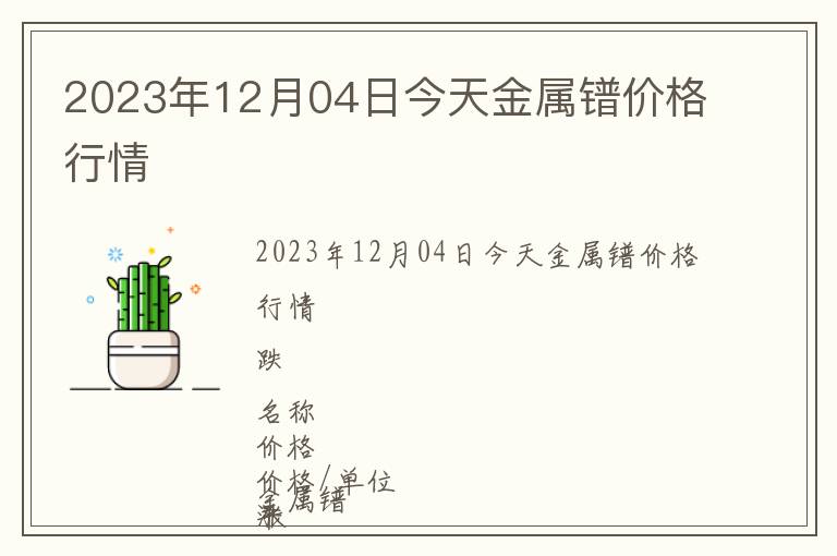 2023年12月04日今天金屬鐠價格行情